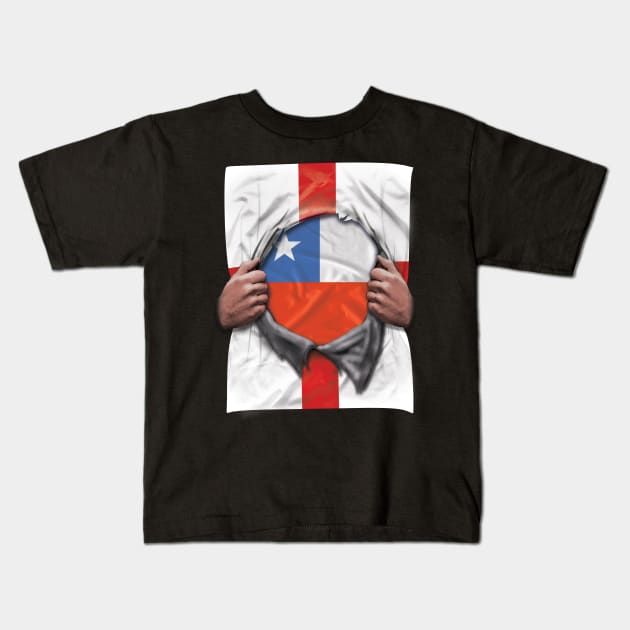 Chile Flag English Flag Ripped - Gift for Chilean From Chile Kids T-Shirt by Country Flags